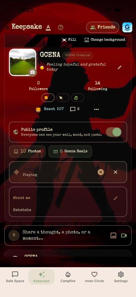 Keepsake wall — latest screen